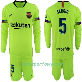 Koszulka FC Barcelona Sergio 5 Dziecięcy Wyjazdowe Koszulki Piłkarskie 2018-2019 Długi Rękaw